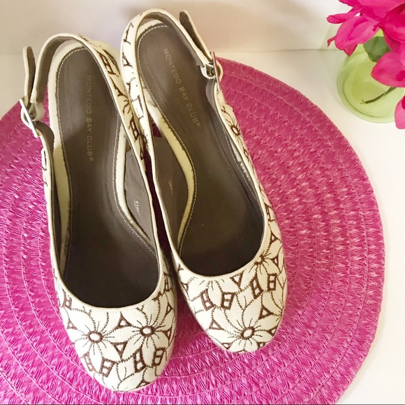 Montego Bay Club Shoes - Montego Bay Club Brown & Cream Floral Espadrilles
